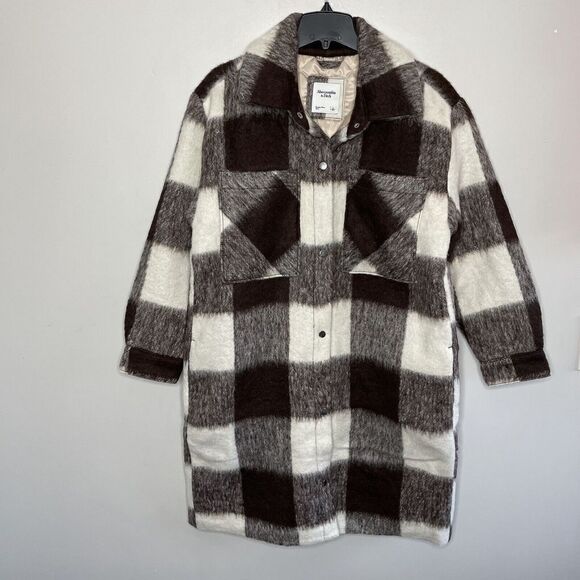 ABERCROMBIE & FITCH Womens Winterized Wool-Blend Shirt Jacket NEW $180 Brown L - Picture 6 of 16